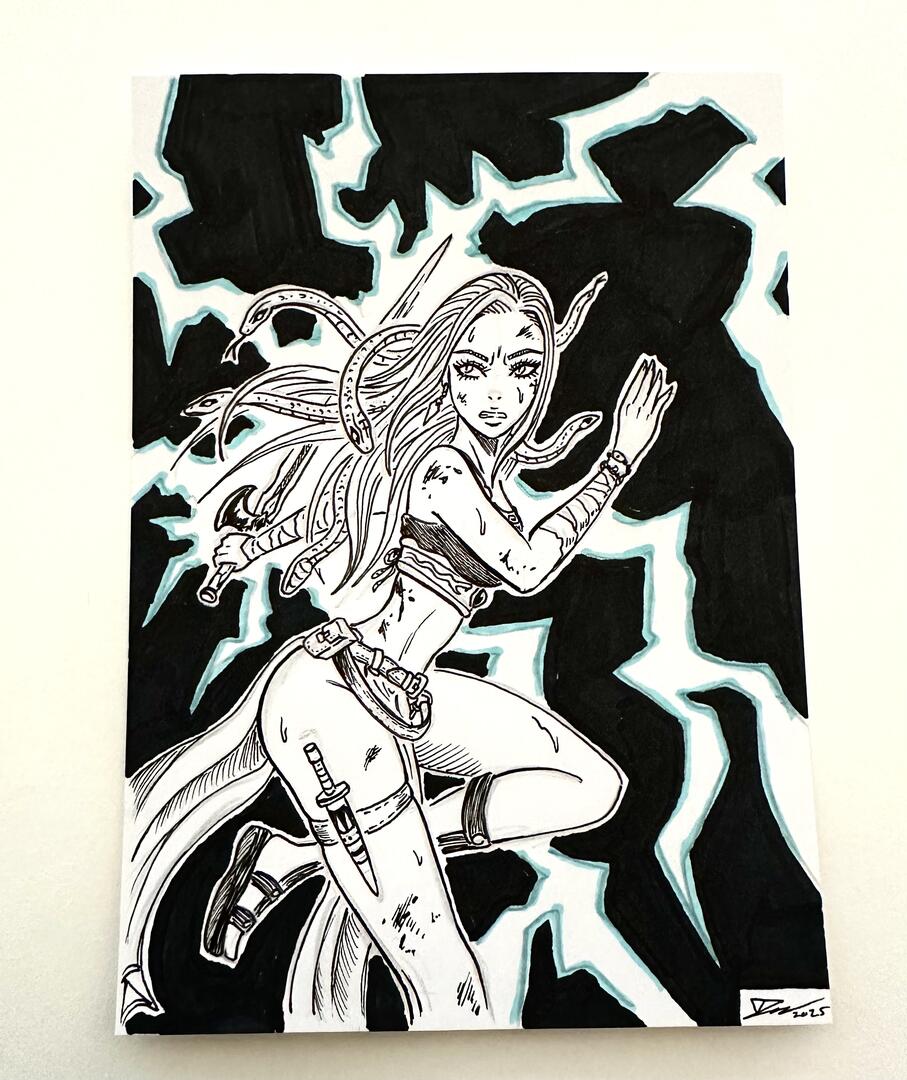 Medusa mit elektrischer Tychia - Original Art